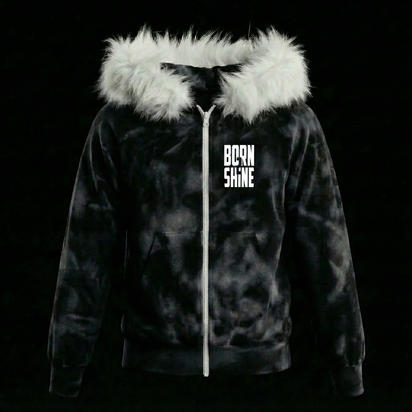 B2S FUR HOODIE V2 - SEA WASHED BLACK