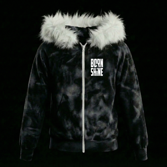 B2S FUR HOODIE V2 - SEA WASHED BLACK